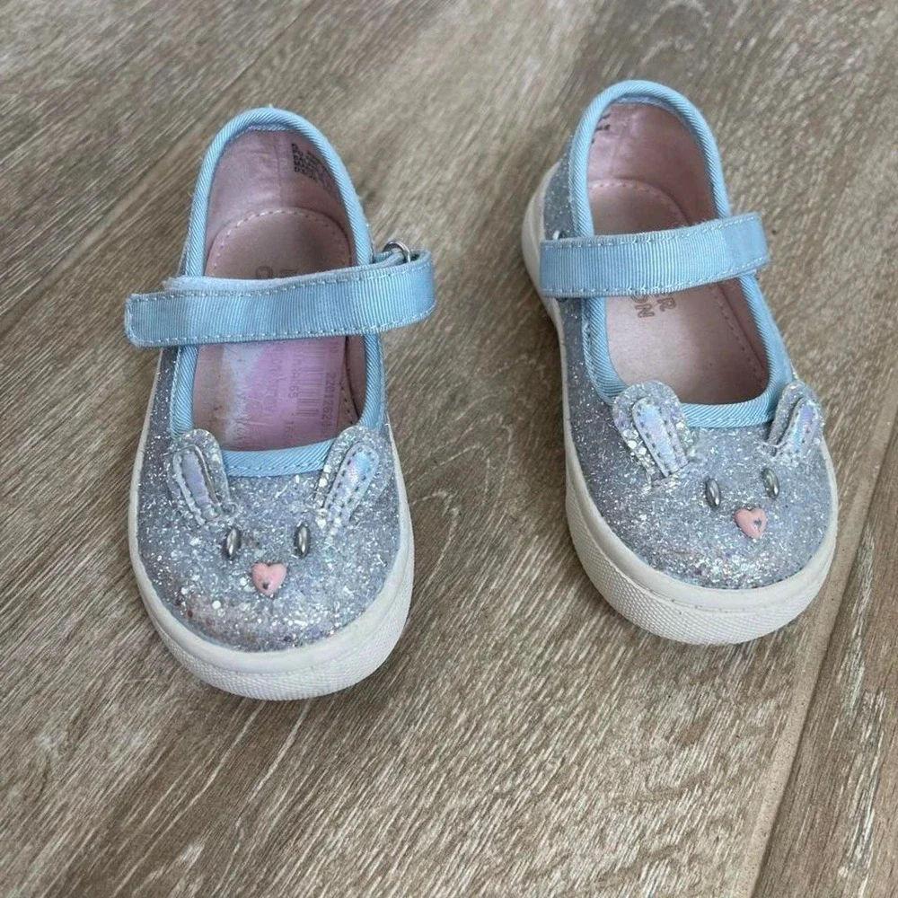 Harper Canyon Silver Glitter Bunny Mary Jane Shoes Toddler Size 5